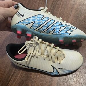 Nike Cream and Blue Soccer Cleats
